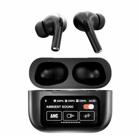 BLACK Airpods A9 Pro Touch Screen Display With ANC ENC TWS Earbuds