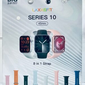 LaxasFit Series 10 Smart Watch (45MM) – 2.01” Big Infinite Display, 8-in-1 Strap Set, Fitness & Sports Tracker, Wireless Charging, Bluetooth Smartwatch ⌚📱🏃‍♂️