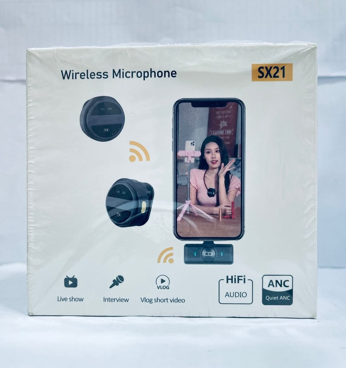 SX-21 Wireless Microphone Interview, Live Broadcast, Audio Video Recording Clip on Collar Microphone