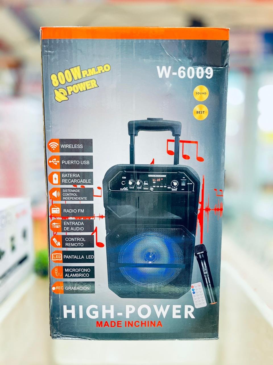 Karaoke Speaker High Quality Sound With Wireless Mic, FM, USB & SD Card Slot W6009