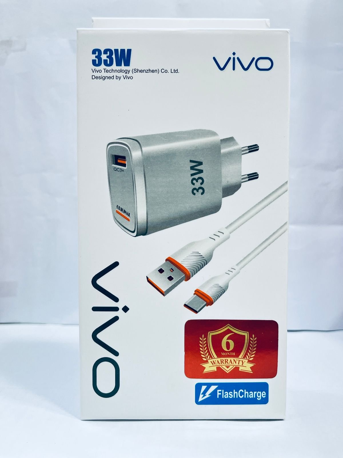 Vivo 33W Flash Charge wall charger with a Type-C cable