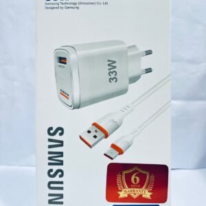 Samsung 33W Flash Charge wall charger with a USB-A to USB-C cable