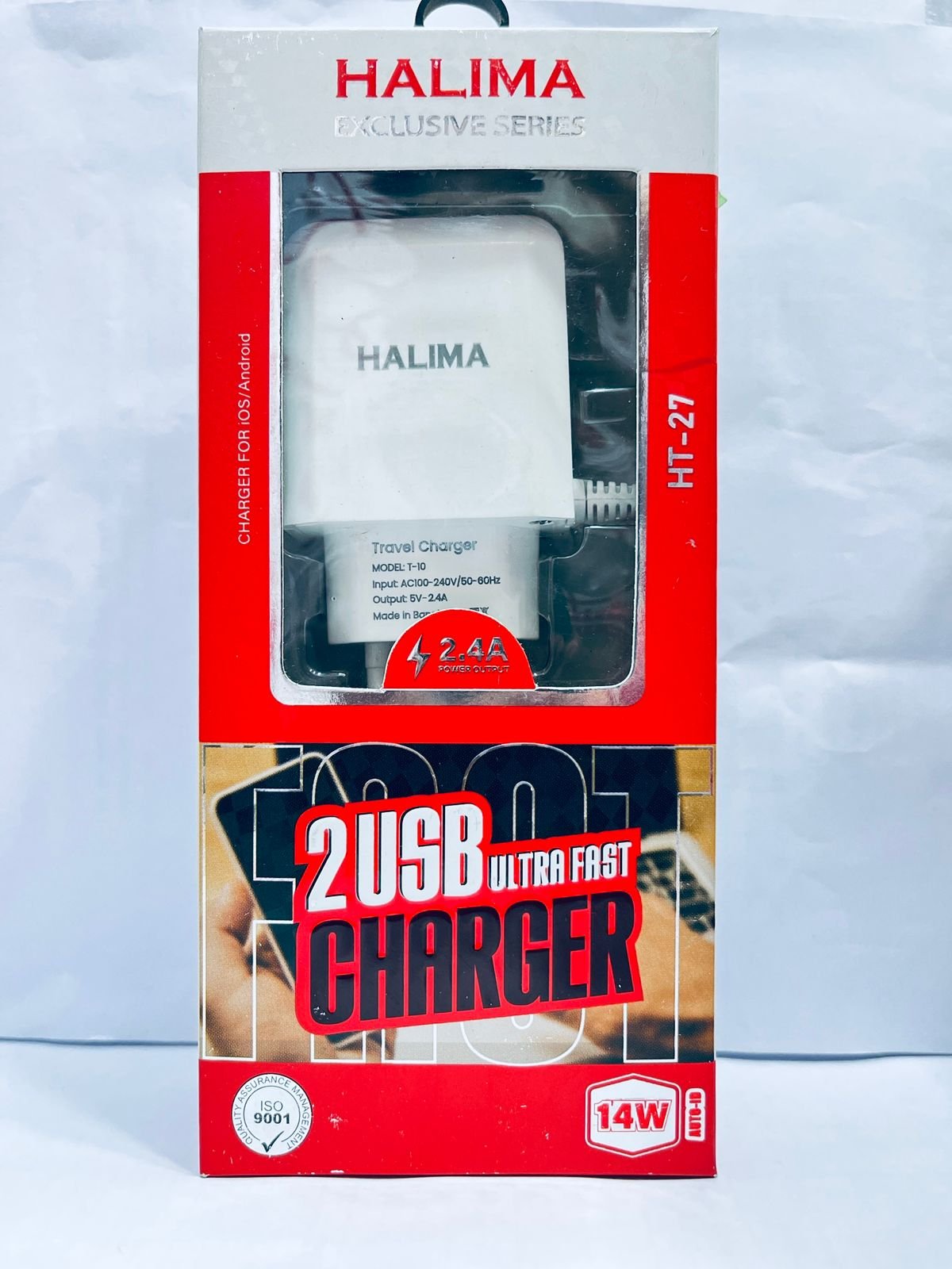 Halima HT-27 dual USB ultra-fast travel charger.